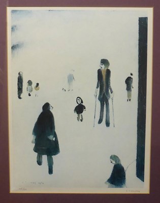 Lot 791 - After Laurence Stephen Lowry RA (1887-1976)  "Figures In The Park " Signed in pencil and...