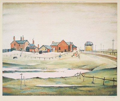 Lot 796 - After Laurence Stephen Lowry RA (1887-1976)  "Landscape with Farm Buildings " Signed in pencil,...