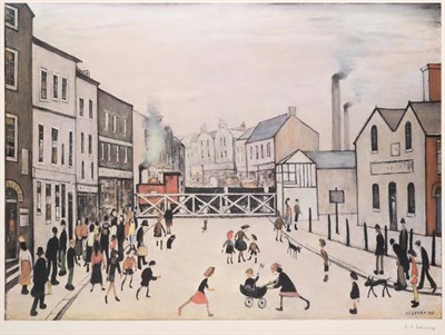 Lot 808 - After Laurence Stephen Lowry RA (1887-1976)   "Level Crossing Burton on Trent " Signed in...