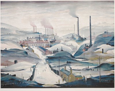 Lot 810 - After Laurence Stephen Lowry RA (1887-1976)  "Industrial Panorama " Signed in pencil, with the...