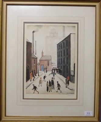 Lot 816 - After Laurence Stephen Lowry RA (1887-1976)  "Industrial Scene " Signed in pencil, with the...