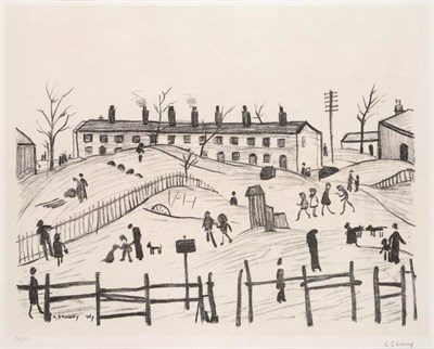 Lot 821 - After Laurence Stephen Lowry RA (1887-1976)  "Winter in Broughton " Signed in pencil and...