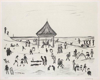 Lot 824 - After Laurence Stephen Lowry RA (1887-1976)  "The Pavilion " Signed in pencil and numbered 34/75, a