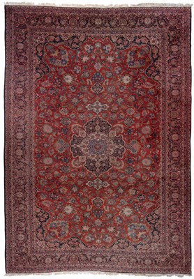 Lot 842 - Good Kashan Carpet Central Persia, circa 1930 The crimson field of large palmettes and vines...