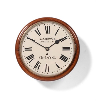 Lot 891 - A Mahogany Wall Timepiece, J J Brown, 24 Whiskin St, Clerkenwell, circa 1880, side and bottom...