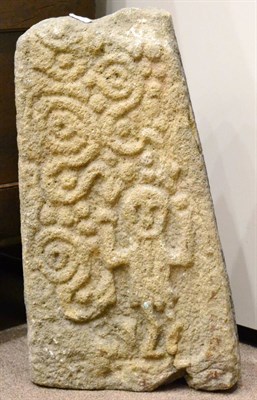 Lot 954 - A Carved Limestone Column Segment, probably Saxon, of tapering shaped rectangular section...