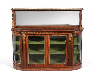 Lot 994 - An Early Victorian Zebrano Wood and Parcel Gilt Credenza, circa 1850, with mirrored...