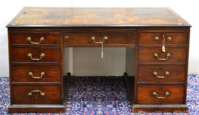 Lot 998 - A Late George III Mahogany Partners' Desk, in the manner of Gillows, the moulded top  with...