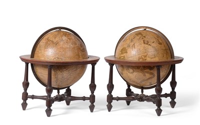 Lot 999 - A Pair of Terrestrial and Celestial Table Globes, by W Bardon, 19th century, each on turned...