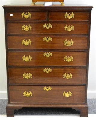 Lot 1000 - A George III Mahogany Tall Chest of Drawers, with a moulded top over two short and five long...