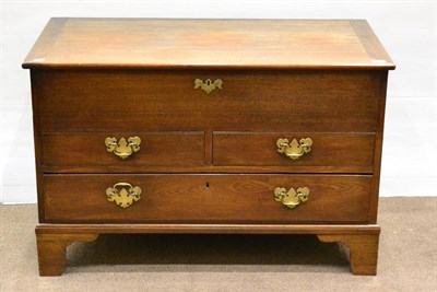 Lot 1007 - A George II Mahogany Chest, with a hinged lid enclosing a shallow well, with two short and one long