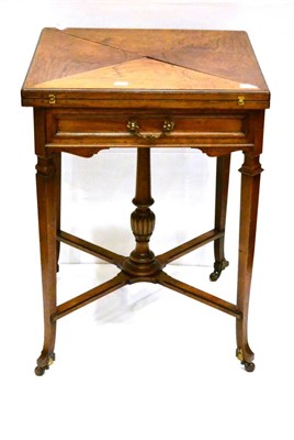 Lot 1023 - A Late Victorian Rosewood Envelope Card Table, the square top in four hinged sections lined...