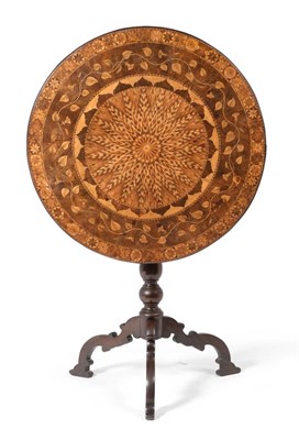 Lot 1032 - A Marquetry and Parquetry Decorated Harlequin Tripod Table, late 19th century, probably Irish,...