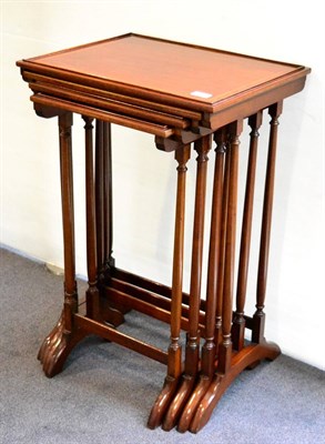 Lot 1038 - A Set of Four Edwardian Mahogany, Satinwood and Ebony Strung Nesting Tables, of rectangular...