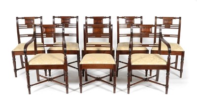 Lot 1064 - A Set of Eight Late George III Mahogany Dining Chairs, circa 1820, comprising six singles and...