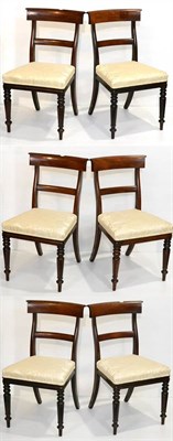 Lot 1066 - A Set of Six Early Victorian Mahogany Dining Chairs, circa 1850, with curved top rails above...