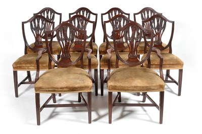 Lot 1073 - A Set of Ten 19th Century Mahogany Hepplewhite Style Dining Chairs, comprising eight singles...