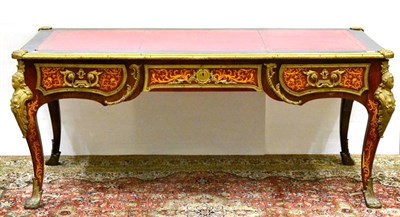 Lot 1093 - A Metal-Mounted and Inlaid Bureau Plat, the rectangular top with a moulded brass edge and inset...