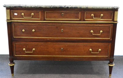 Lot 1095 - A Directoire Mahogany and Brass-Mounted Commode, late 18th century, the mottled green marble...