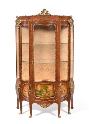 Lot 1102 - A Louis XV Style Satiné and Metal Mounted Vitrine, of extravagantly shaped serpentine form, with a