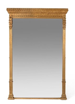 Lot 1116 - An Impressive 19th Century Gilt and Gesso Overmantel Mirror, the rectangular plate between...