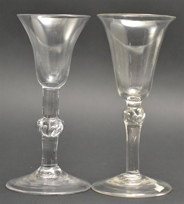 Lot 11 - A Wine Glass, circa 1740, the bell shaped bowl on a knopped plain stem with air tears, 17.5cm high