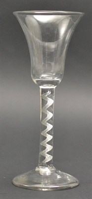 Lot 13 - A Wine Glass, circa 1750, the bell shaped bowl on an air twist stem, 18cm high
