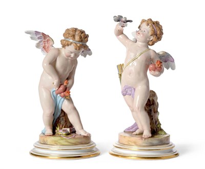 Lot 48 - A Pair of Meissen Porcelain Figures of Putti, late 19th/early 20th century, after the models of...