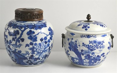 Lot 97 - A Chinese Porcelain Ovoid Tureen and Cover, bears Qianlong reign mark, painted in underglaze...