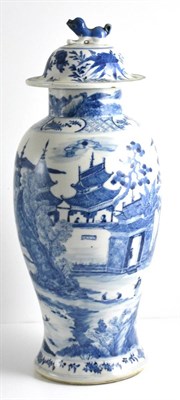 Lot 98 - A Chinese Porcelain Baluster Vase and Cover, bearing Kangxi reign mark, painted in underglaze...