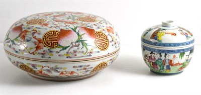 Lot 102 - A Chinese Porcelain Circular Box and Cover, painted in famille rose enamels with a seal and...