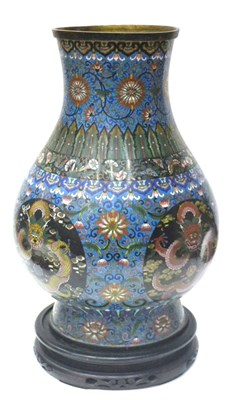 Lot 125 - A Large 19th Century Chinese Cloisonné Enamel Vase & Stand, 19th century, of baluster form,...