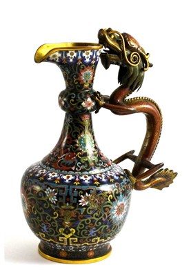 Lot 126 - A 19th Century Chinese Cloisonné Ewer, in archaic style, decorated with scrolling geometric...