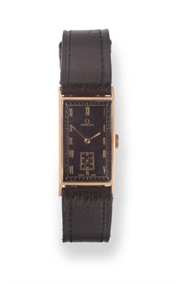 Lot 155 - An Art Deco 9ct Gold Wristwatch, signed Omega, 1938, lever movement numbered 8828232, dust...