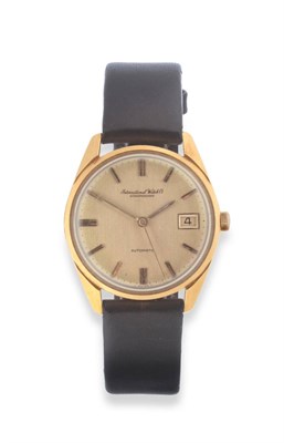 Lot 161 - An 18ct Gold Automatic Calendar Centre Seconds Wristwatch, signed International Watch Co,...