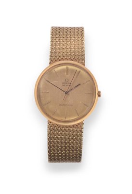 Lot 163 - An 18ct Gold Automatic Centre Seconds Wristwatch, signed Omega, model: De Ville, circa 1964,...