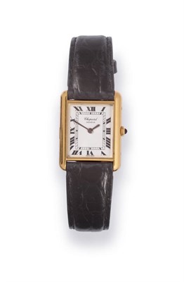 Lot 165 - A Lady's 18ct Gold Wristwatch, signed Chopard, circa 1990, lever movement, white dial with...