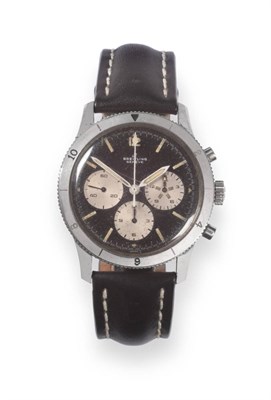 Lot 179 - A Stainless Steel Chronograph Wristwatch Made for the French Air Force, signed Breitling,...