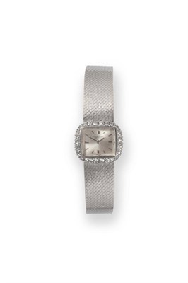 Lot 180 - A Lady's 18ct White Gold Diamond Set Wristwatch, signed International Watch Co, circa 1970,...