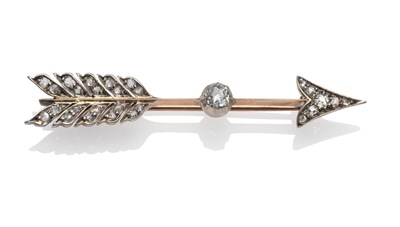 Lot 194 - A Diamond Arrow Brooch, an old cut diamond set to the centre of the arrow, the point and...