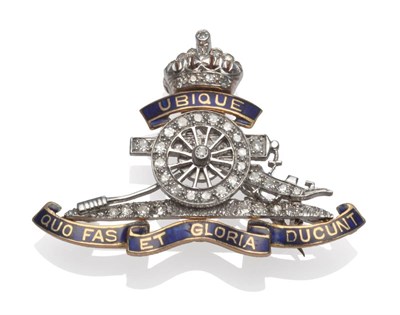 Lot 195 - A Regimental Brooch, for the Royal Regiment of Artillery, inset throughout with single-cut diamonds