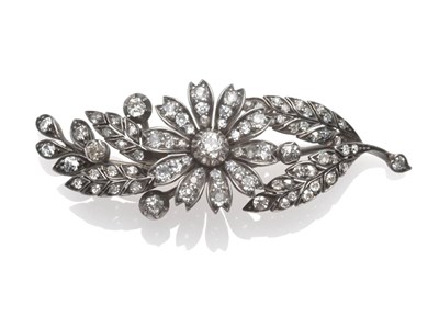 Lot 197 - A Victorian Diamond Spray Brooch, set throughout with old cut diamonds in white settings, total...