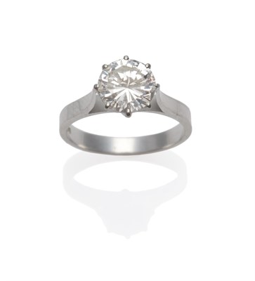 Lot 210 - A Platinum Diamond Solitaire Ring, a round brilliant cut diamond in a white claw setting, to...