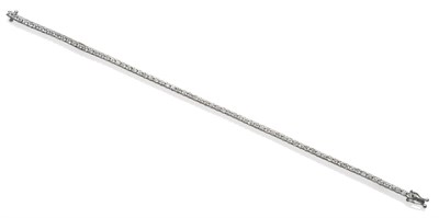 Lot 219 - An 18 Carat White Gold Diamond Bracelet, the round brilliant cut diamonds in claw settings,...