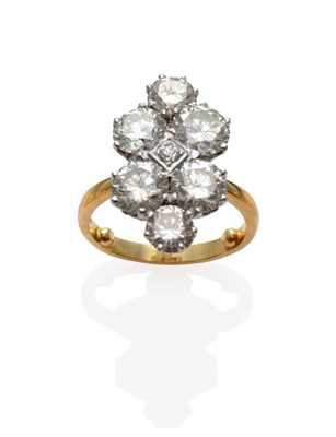 Lot 223 - An 18 Carat Gold Diamond Seven Stone Plaque Ring, six round brilliant cut diamonds in white...