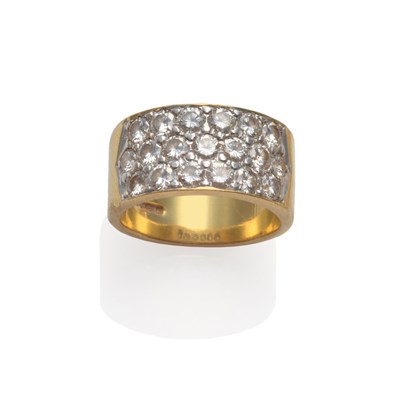 Lot 232 - An 18 Carat Gold Diamond Ring, nineteen round brilliant cut diamonds pavé set in white claws, on a