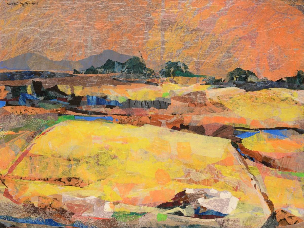 Lot 796 - Michael Ayrton (1921-1975)  "The Dauphine in August "  Signed and dated Sept. (19)69, collage, 45cm