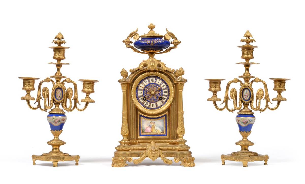 Lot 877 - An Ormolu and Porcelain Mounted Striking