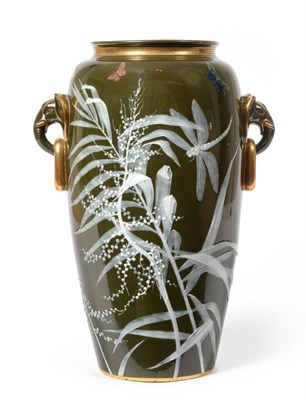 Lot 10 - A Minton Pate-sur-Pate Vase, by Frederick A Rhead, circa 1875, of ovoid form, with double...