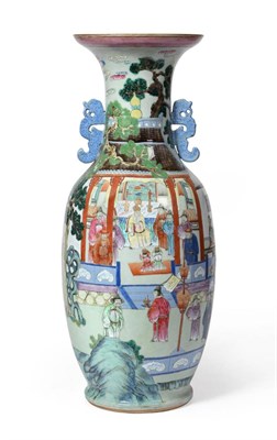 Lot 32 - A Chinese Famille Rose Vase, mid 19th century, of shouldered ovoid form with tall trumpet neck,...